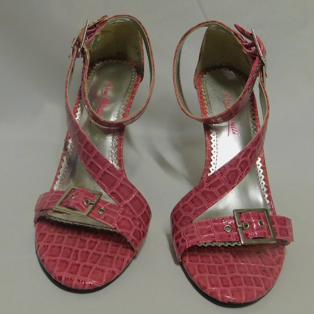 Anne Michelle Fuchsia embossed animal print heel
